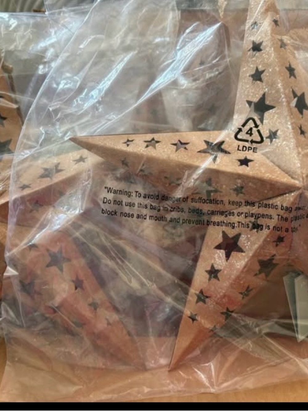 St. Nicholas Square Rose Gold Glitter Star Hanging Decoration
